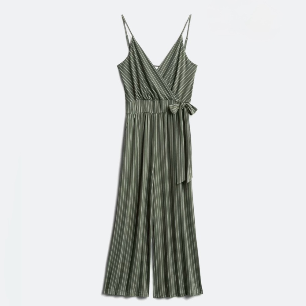Kaileigh Green Striped Jumpsuit